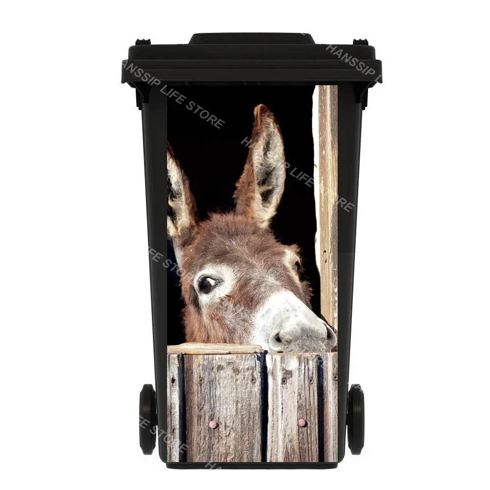 Funny Animal Trash Can Mural Stickers Self-Adhesive Removable Kitchen Rubbish Bin Decorative Outdoor Garbage Can Art Decals