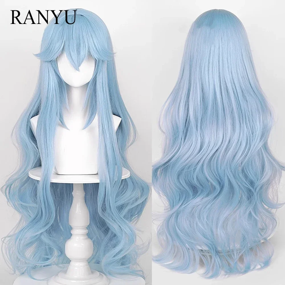 RANY Synthetic Women Wigs Long Wavy Blue Anime Cosplay Hair Heat Resistant Wig For Party