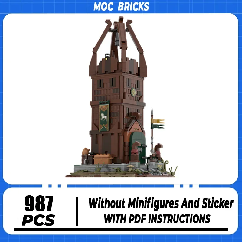 

Magical Rings Movie Moc Building Blocks Rohan Watchtower Model Technology Bricks DIY The Medieval Times Castle Toys