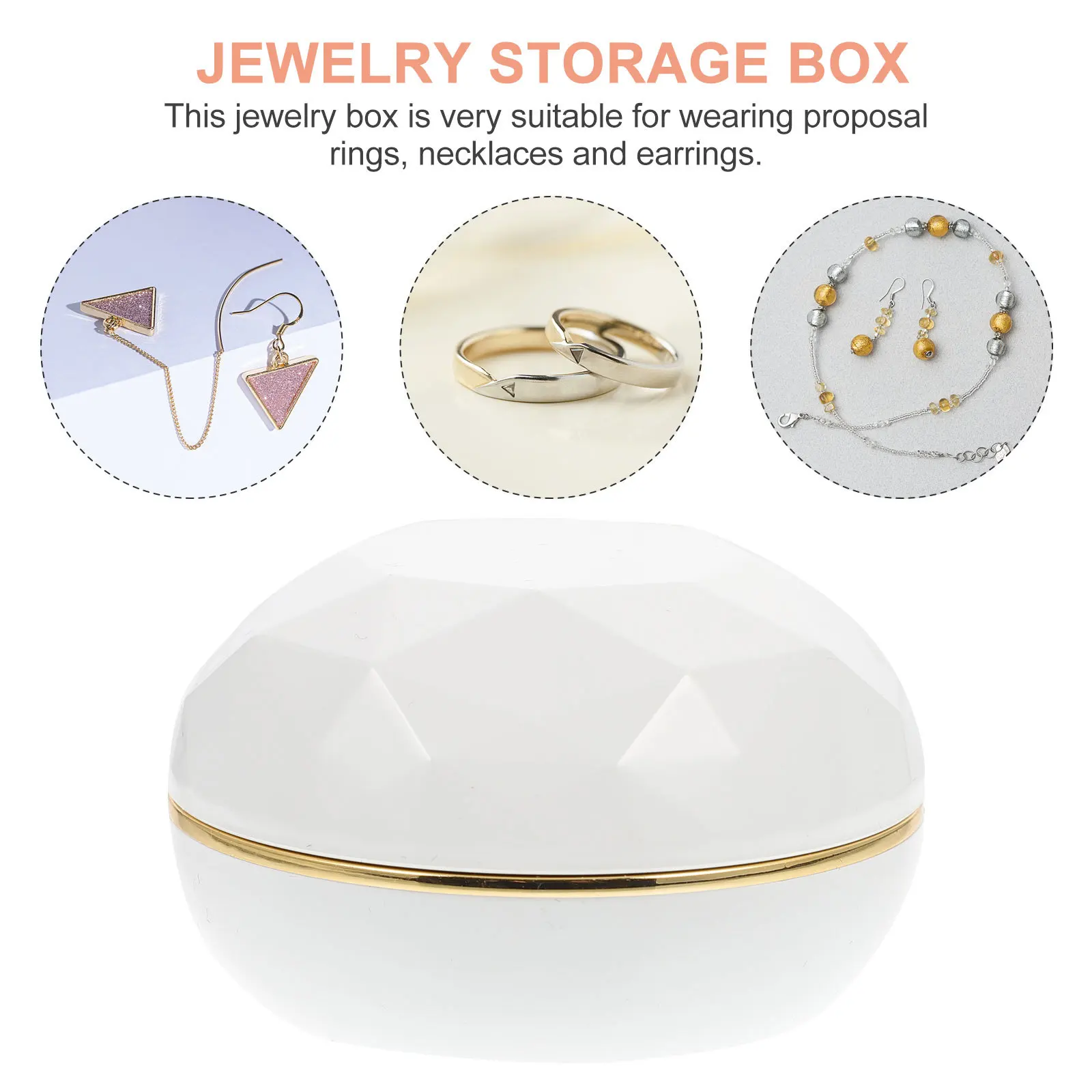 

Unique Diamond Ring Box Travel Jewelry Engagement Boxes Plastic Organizer LED Lighting Case