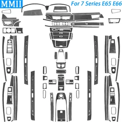 For BMW 7 Series E65 E66 2002-08 Carbon Fiber Air Outlet Window Lift Dashboard Water Cup Holder Panel Suit Car Interior Sticker