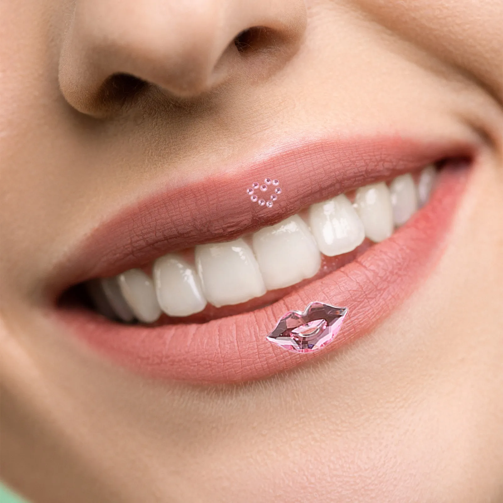 10Sheets Creative Rhinestone Lip Stickers Valentine's Day Heart Kiss Tattoo Self-Adhesive Face Nail Scrapbooking Decorative