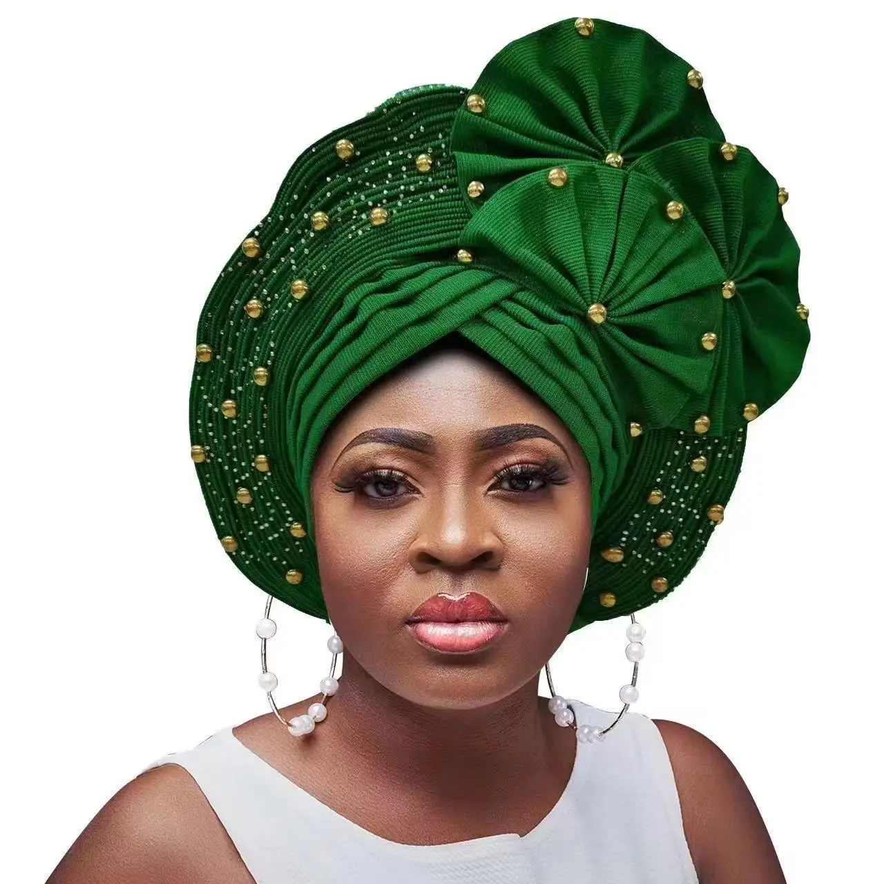 

High Quality Caps for Women Auto Gele Headtie Already Made Aso Oke Turban Femme Musulmane Hijab Wedding Bonnet African Head Wrap