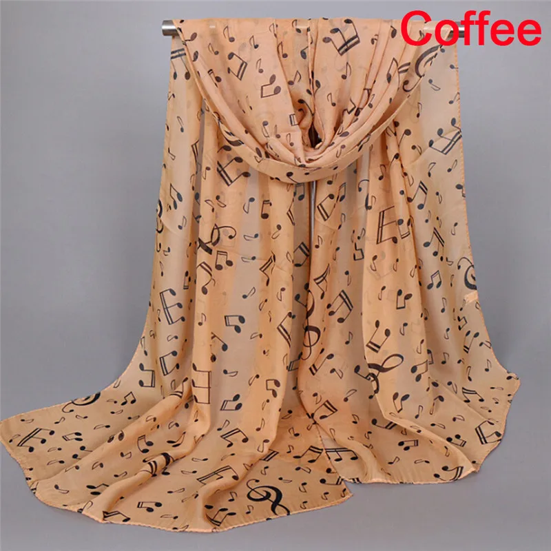 High Quality Scarves Musical Note Print Ladies Soft Chiffon Infinity Scarf