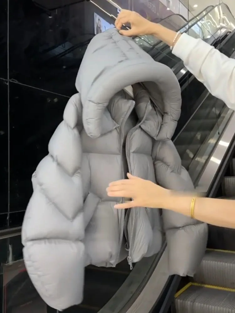 Unieke super schattige capuchon ey ort Puffer Jaet dames winter 2025, nieuwe Koreaanse Sle broodjas, verdikte bovenkleding