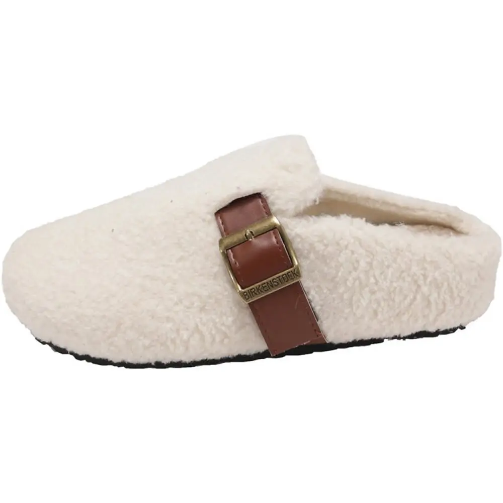 المرأة الانزلاق على نِعال من الفراء نصف النعال الخريف الشتاء نمط جديد نعال من القطن المسطح في الهواء الطلق يمكن ارتداؤها سطح المطاط #3