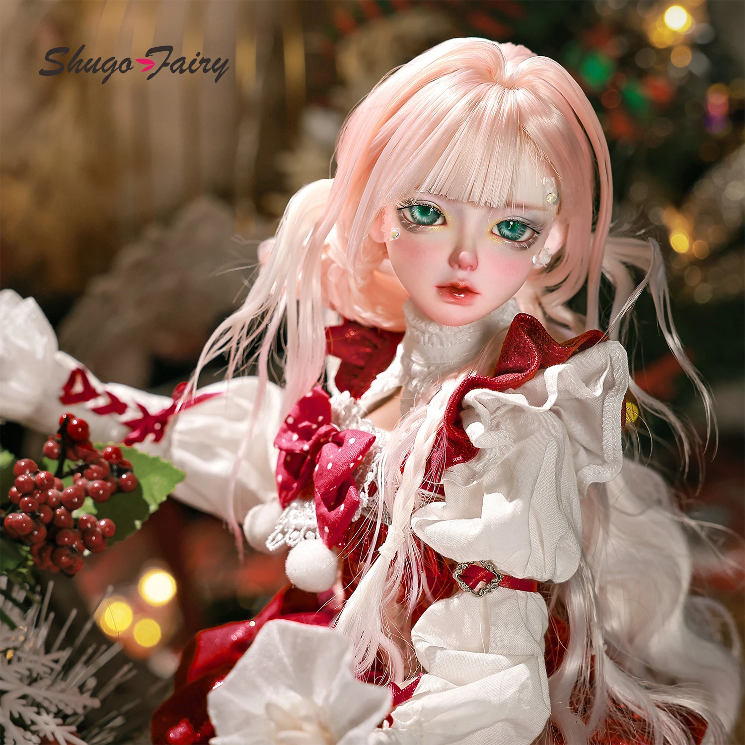 

ShugaFairy Delia 1/4 Bjd Dolls Fullset Original Face Snowflake Makeup Winter Christmas Style Snow Elf Cake Dress Resin Dolls