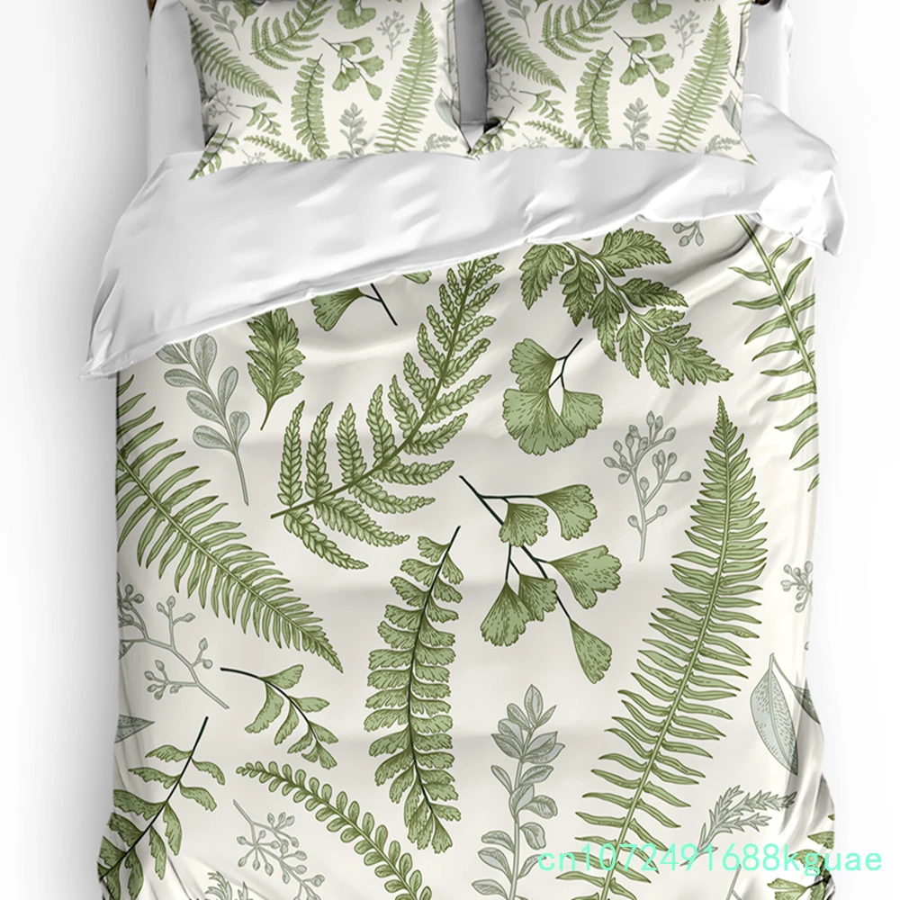 Green Leaf Ginkgo Duvet Cover Bed Bedding Set For Double Home Textile Quilt Cover Pillowcases Bedroom Bedding Set (No Sheet)