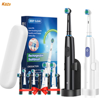 Electric Toothbrush with Holder Adult Smart Timer Brush 5 Mode Deep Clean Rechargeable Tooth Brushes Replacement Heads Set