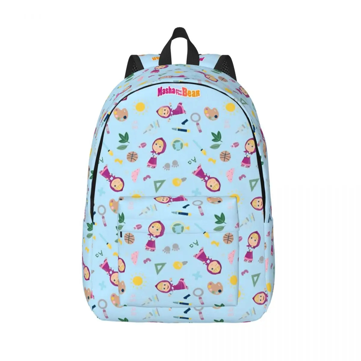

M-Masha And Bear Branded Pattern Classical Backpack Sports High School Hiking Daypack for Men Women Laptop Computer Canvas Bags