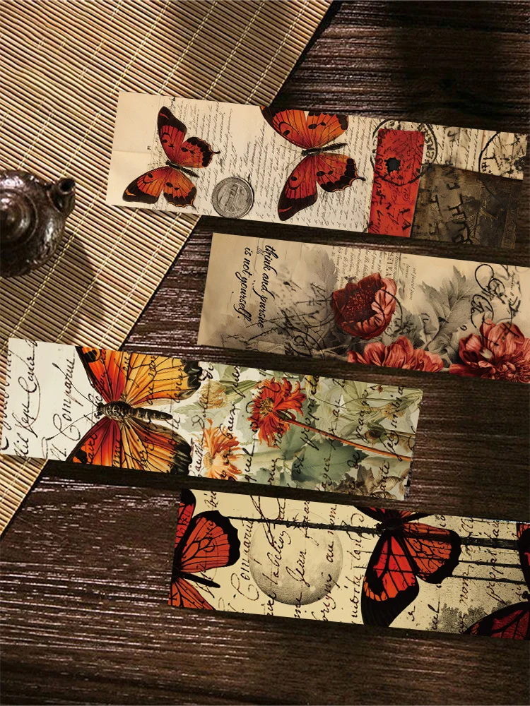 Borboleta vintage Bookmarks para estudantes, Cartão Art Classical, Notas Diário, Páginas de leitura, Marcadores de livros, Estudante Suprimentos,