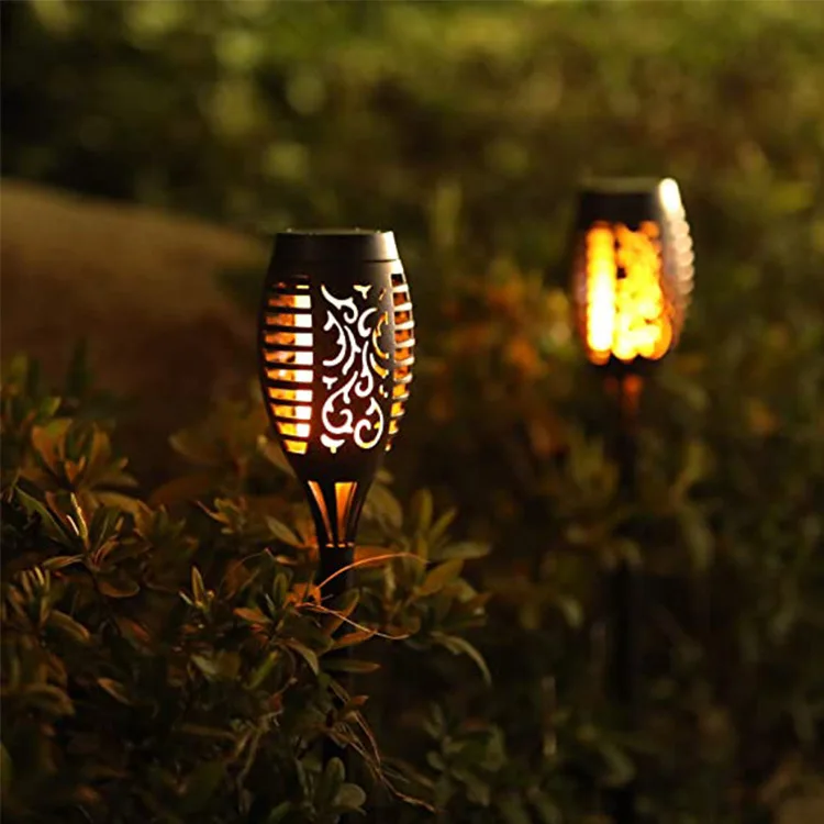 Solar Flame Lamp Floor Plug Lamp Lawn Lamp Outdoor Villa Garden Lamp Waterproof Square Garden Landscape Torch Lamp