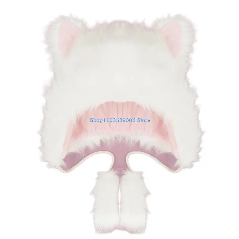 400A إيرفلاب قبعة الدببة الضخمة قبعة صغيرة فو الفراء الدب الأذن قبعة أفخم القط الأذن قبعة