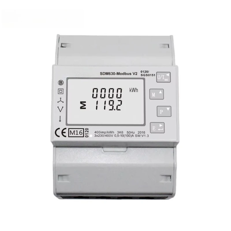3 Phase Din Rail Smart Power Meter SDM630 Modbus V2, MID Approved Energy Meter For Solar PV System