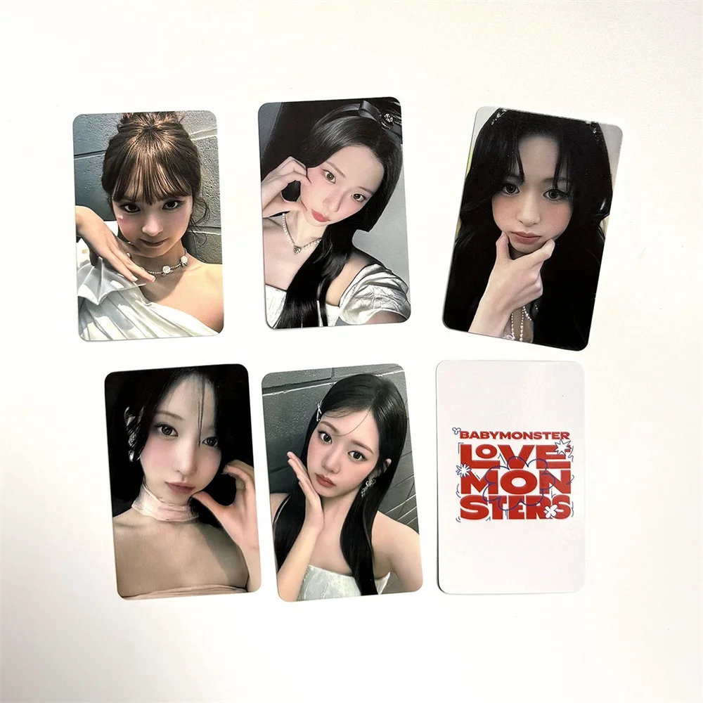 6 قطعة/المجموعة/مجموعة من بطاقات الصور KPOP BABYMONSTER HD مزدوجة الجوانب لامعة LOMO بطاقات RUKA ASA AHYEON PHARITA مجموعة مراوح البطاقات البريدية اللامعة