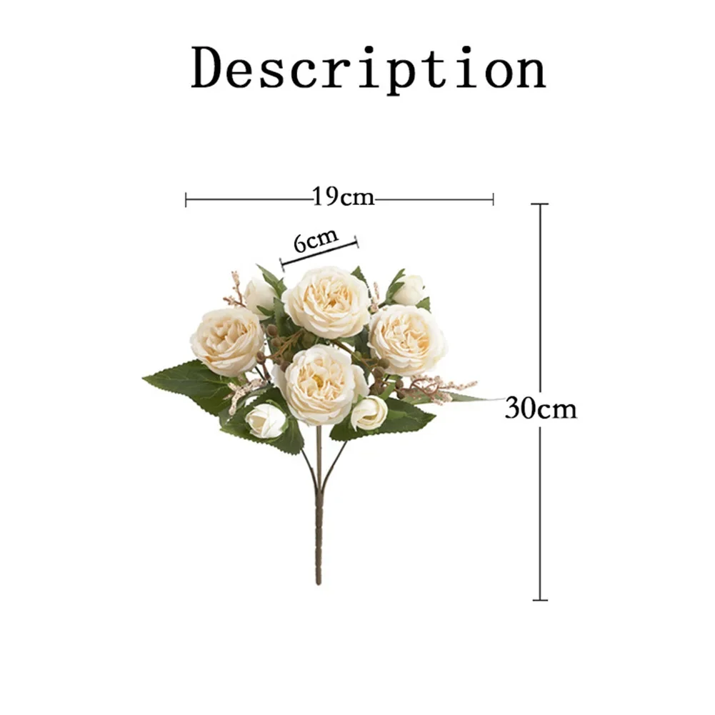 Fake Flowers Artificial Flowers Diy Arrangement Fake Rose For Wedding Home Floral Décor Party Garden Supplies 5 Heads