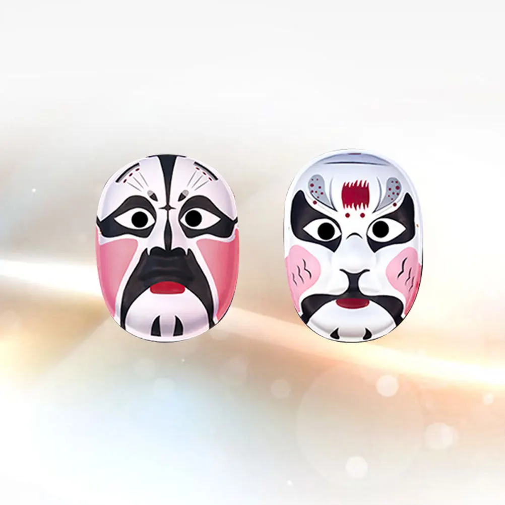 

2 pcs Eco-Friendly Paper Peking Opera Face Mask Handmade Chinese Cultural Figure Pattern Durable Costume Mask For Festival Party