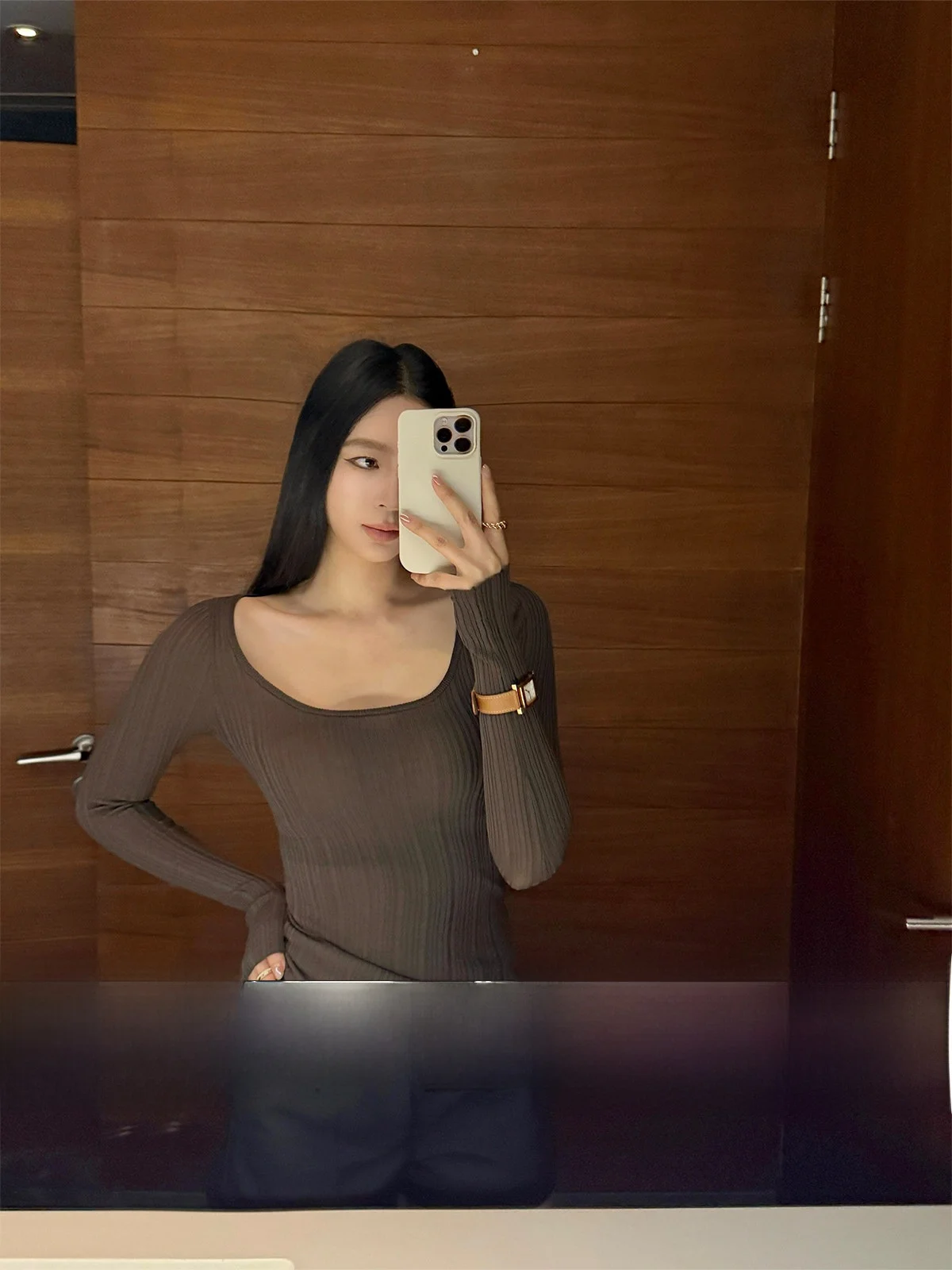 

Женский вязаный свитер ZhouMiao однотонного цвета с длинным рукавом, широким U-образным вырезом, повседневный, мягкий, из вискозного волокна, для работы и отдыха