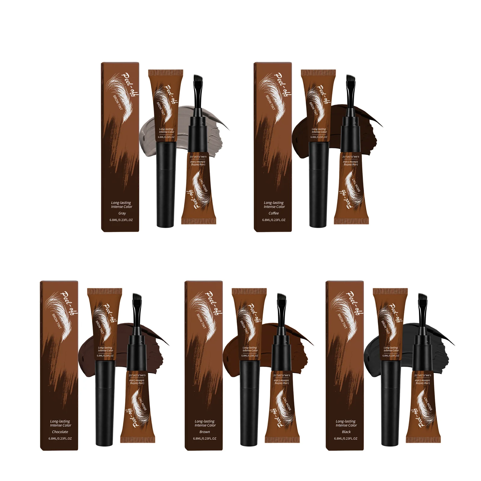 5 Colors Peel Off Eyebrow Tint No Smudge Intense Color Long Lasting Waterproof Natural Looking Eye Enhancers Brow Eyebrow Gel