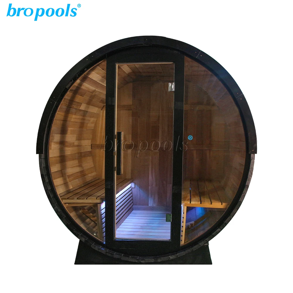 Modern Design Outdoor Barrel Hemlock 4-Person Electric Stove Heater Dry Steam Sauna Room With LED Smart Control Spa Relaxation