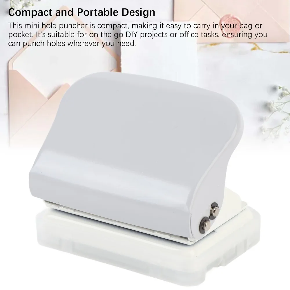 Compact Metal 5 Hole Paper Puncher 5.5mm Hole Diameter Small Loose Leaf Hole Puncher Gray Handheld Paper Puncher for Home