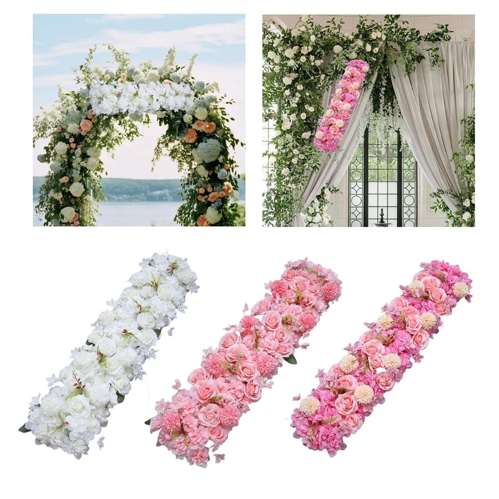 Silk Flower Wall Panel Roses Artificial Centerpiece for Event Wedding Table and Home Bedroom Decoration