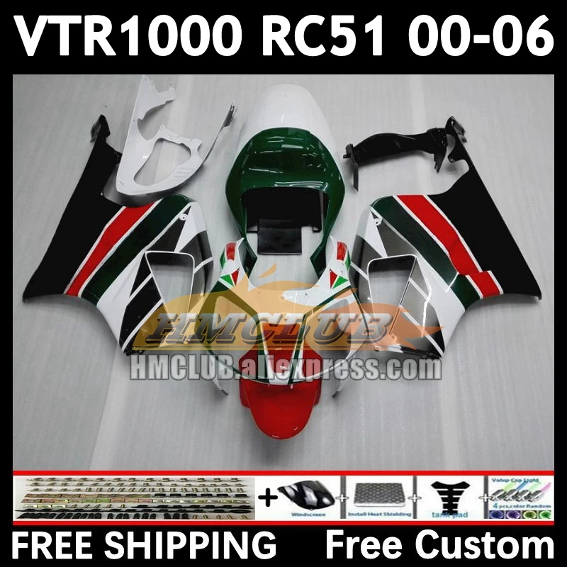 Body For HONDA black white VTR1000 RC51 VTR 1000 01 02 03 04 05 06 84No.1  SP1 SP2 2000 2001 2002 2003 2004 2005 2006 Fairings