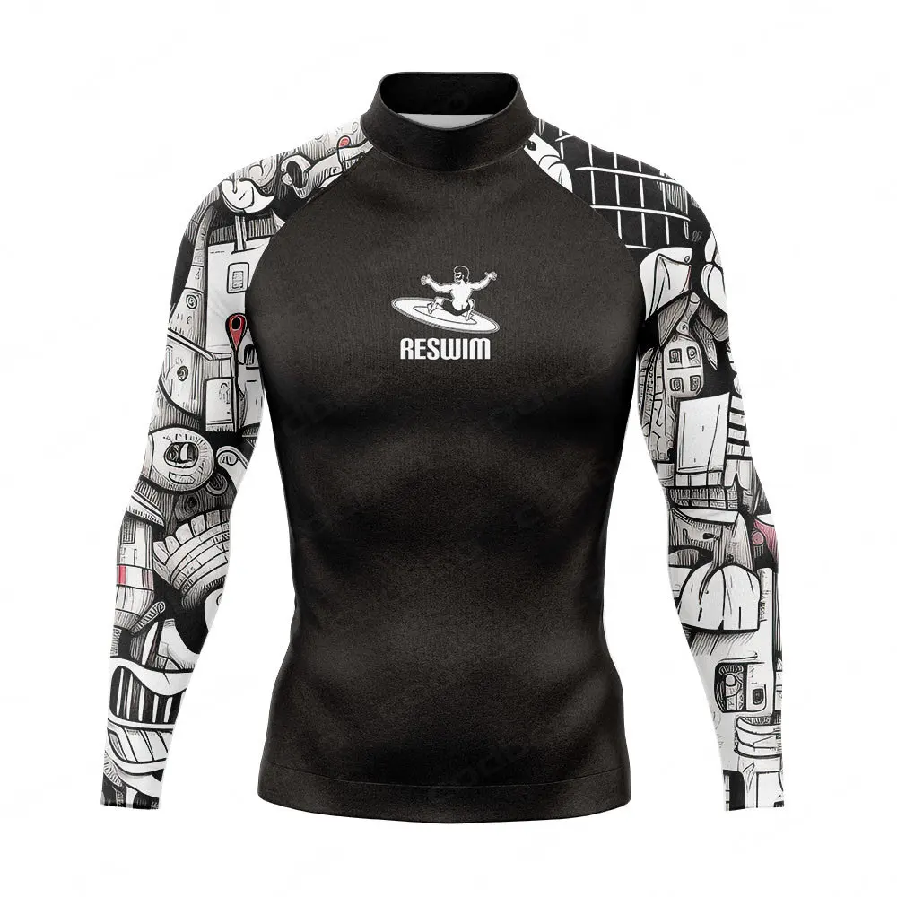 2024 męska Rashguard z długim rękawem strój do surfingu do nurkowania t-shirty kąpielowe ochrona plażowa UV rashguardy stroje kąpielowe