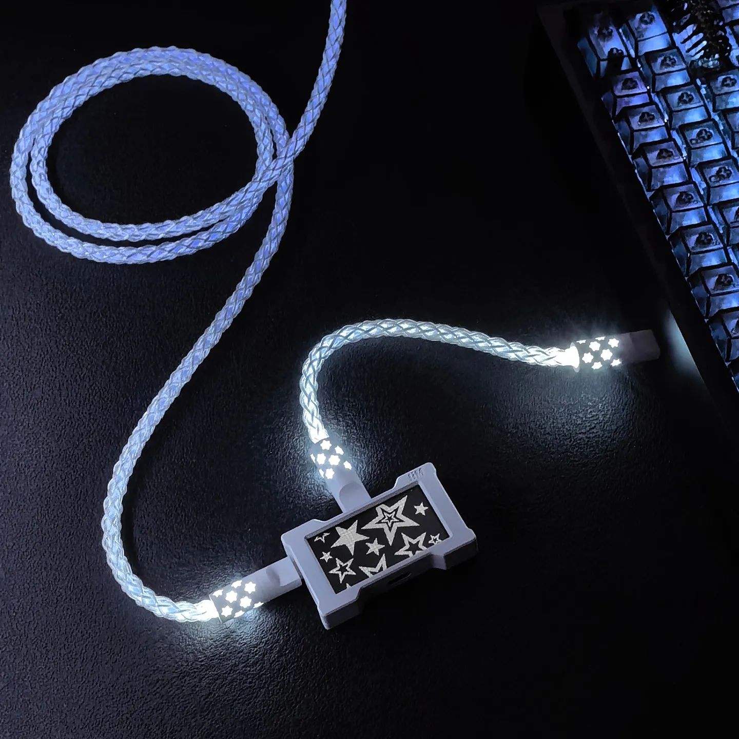 HUB Keyboard Luminous Cable 8K Aviation Plug Cable Esports Set Hall Effect Keyboard C To C Spiral Short Line Keyboard Accessory