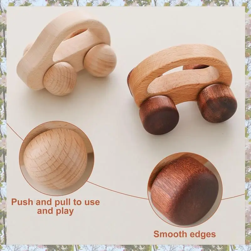 T84C-Wooden Baby Car  Wood Push Car For Toddler Baby Grip  Car Gifts For Boys And Girls,Push And Pull  Car
