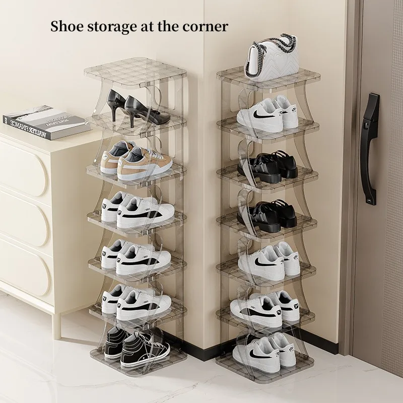 Transparent Multi-layer Household Simple Shoe Frame Plastic Dust Proof Save Space Easy-assembled Plastic Shoe Rack Storage Box