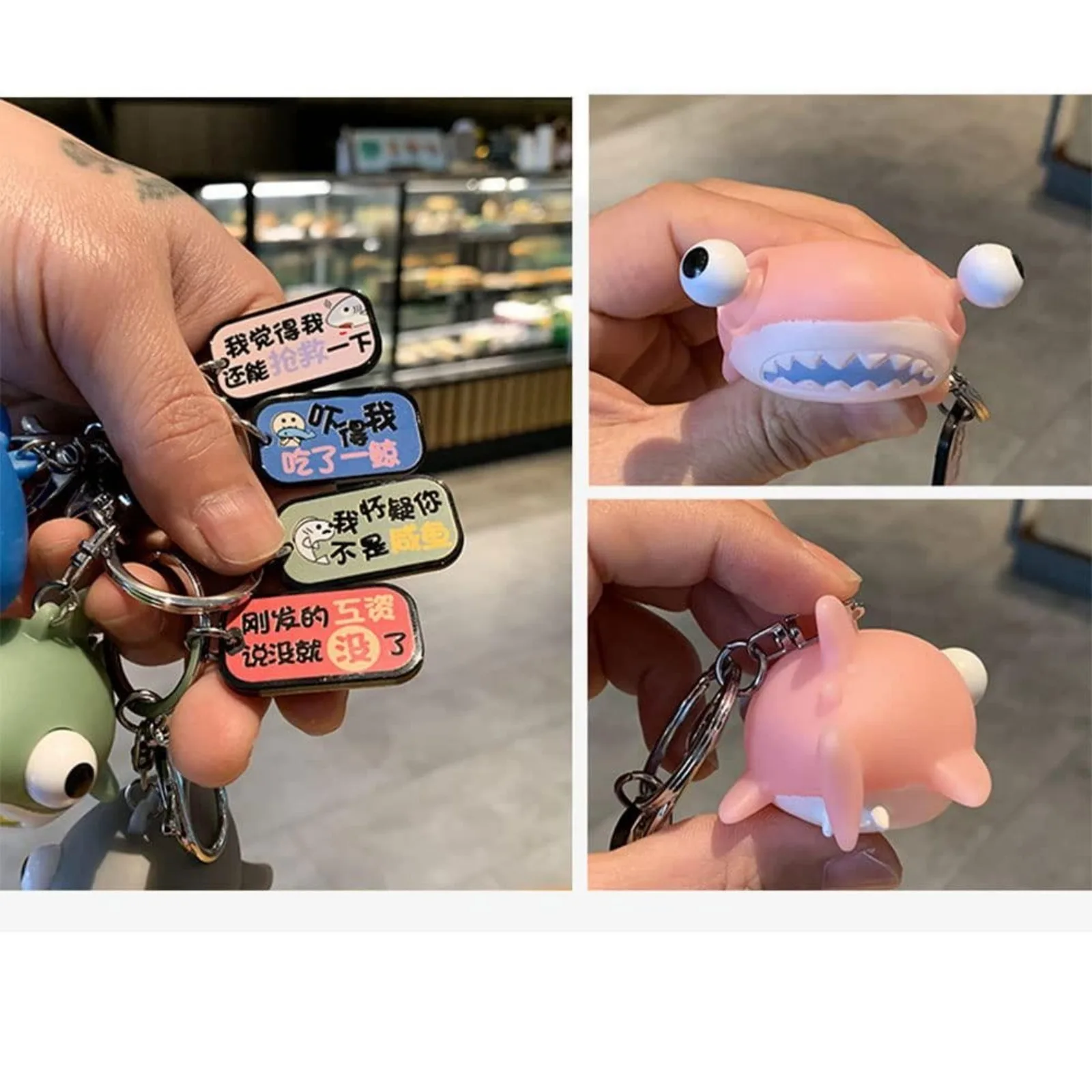 Shark Keychain Elastic 3D Shark Key Ring Cute Squeeze Relax Gift