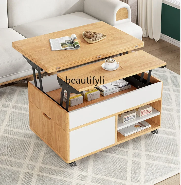 

Multifunctional Lifting Coffee Table Dual-Use Creative Living Room Furniture Household Folding Rice Table