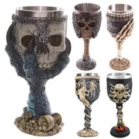 3D Gothic Stainless Steel Creative Skull Water Cup Dragon Skeleton Design for Bar Party Home Stein Goblet Mug Halloween Gifts