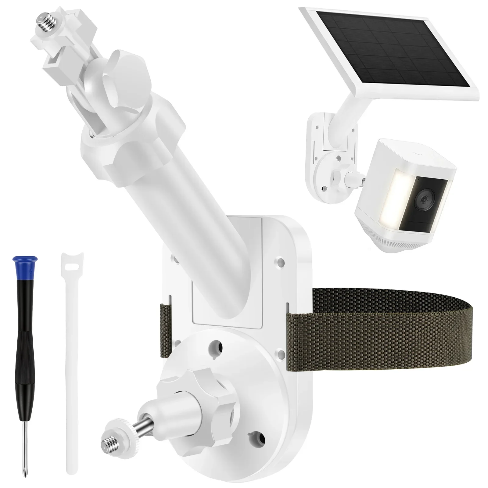 2 in 1 Solar Panel and Security Camera Mount Bracket Adjustable 1/4 Inch Screw Gutter Wall Pole Holder for Ring Blink Arlo Eufy