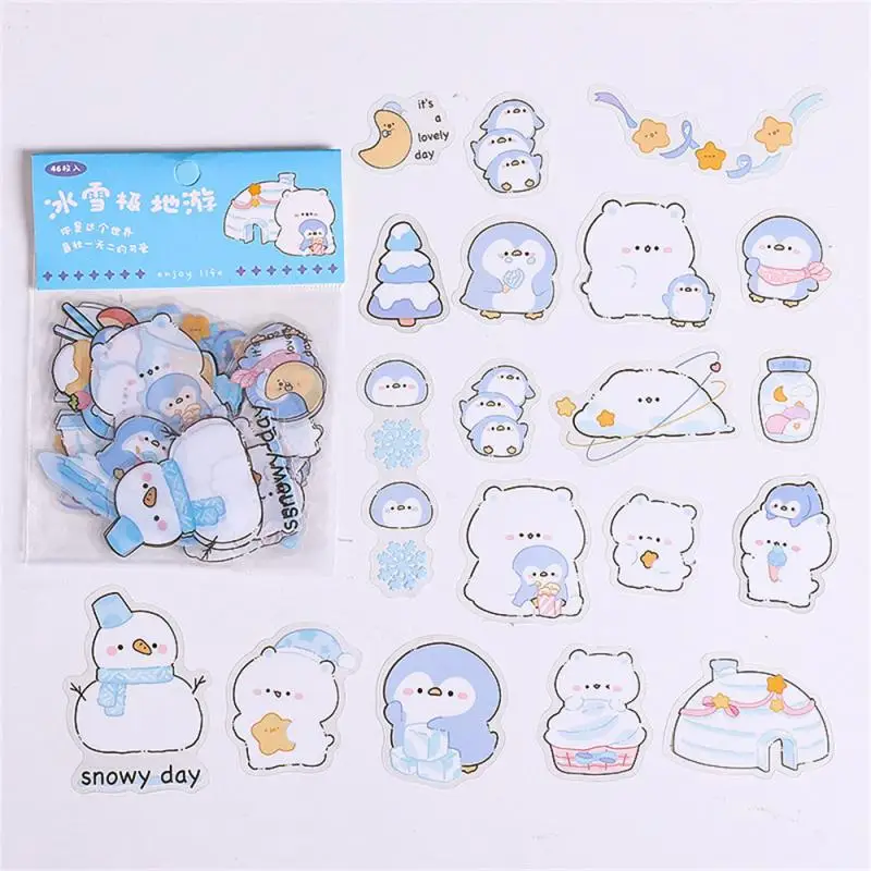 46 PCs/Pack Kawaii Cute Stickers Cartoon Animal Notebook DIY Decorative Stickers Scrapbooking Planner Decorative Stationery