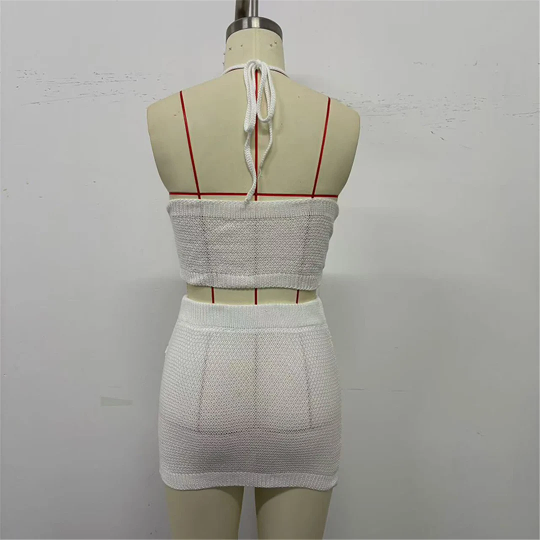 3D-Blumen-Neckholder-Häkelkleid, 2-teiliger Anzug, Strandkleid, Strandmode, Strandbekleidung, Strand-Cover-up, Damen, V6523 – Detail 15