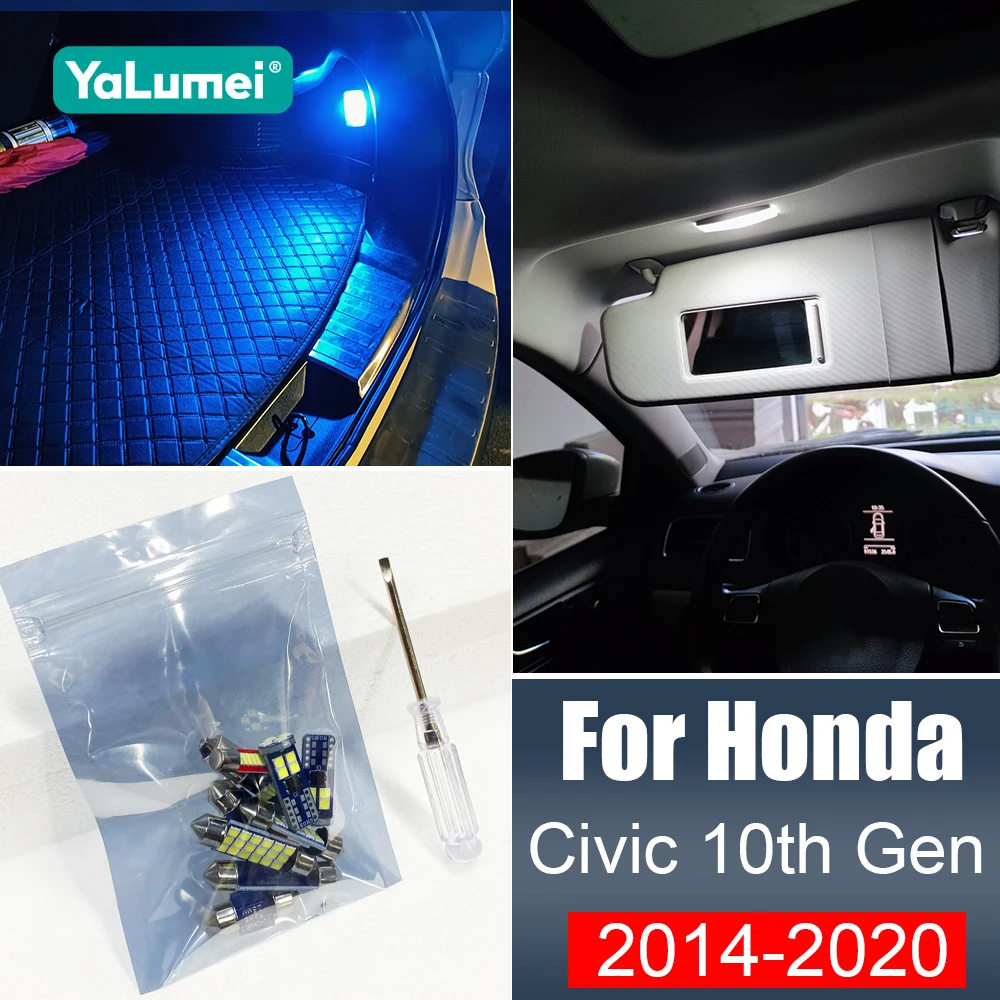 

Для Honda Civic 10-го поколения 2014 2015 2016 2017 2018 2019 2020 Canbus 4 шт. Автомобильные светодиодные внутренние купольные фонари, аксессуары для багажника