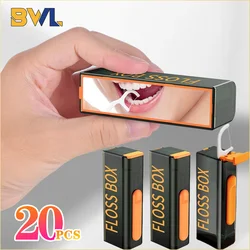 20PCS Mecha Wind Mirror Portable Floss Box Auto Pop Up 10pcs Mini Transparent Floss Stick Storage Box Oral Care Floss Organiser