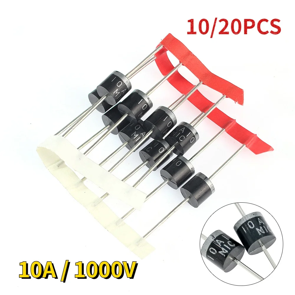 SAMIROB 10/20 Stück 10A10 Dioden 10A 1000V DO-27 elektrisches Axial-Gleichrichterdioden-Kit – Detail 4
