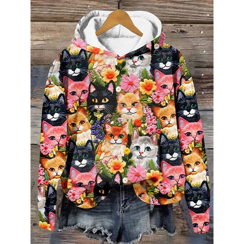 Cute Animal Pattern Hoodies Cat Dog Bee 3D Print Women Hooded Sweatshirts Streetwear Pullovers Tracksuits Female Unisex Clothing