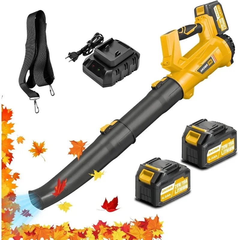 Cordless Leaf Blower,540CFM/170MPH Electric Leaf Blower,2*6.0Ah Battery and Charger,6 Speed Mode and Turbo Mode Leaf Blower,20V