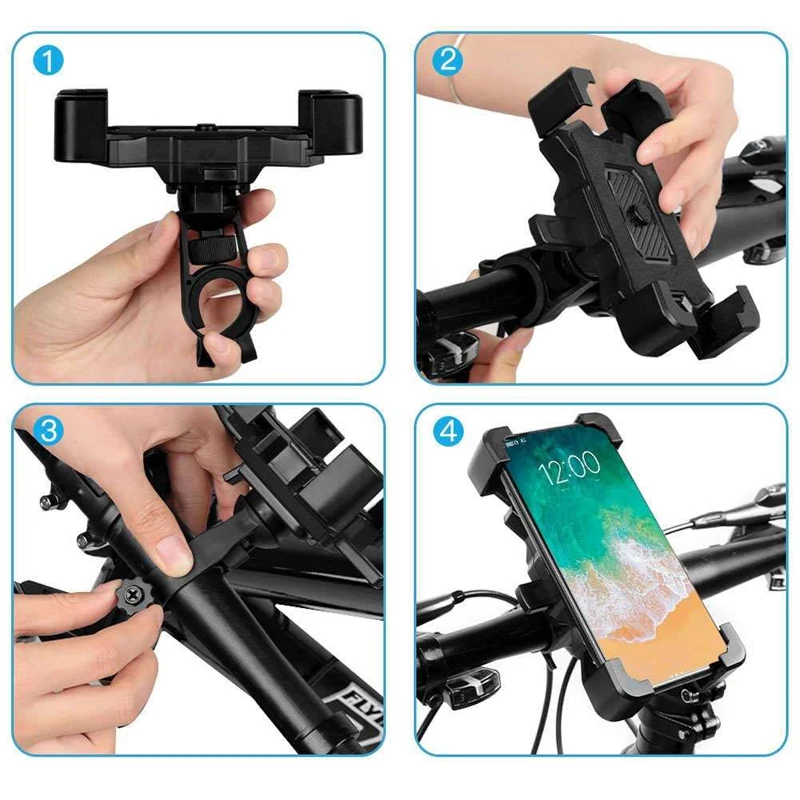 360° Rotatable Bike Phone Mount Universal Handlebar Phone Cradle Shockproof Phone Holder Compatible with 4–7 Inch Smartphones image 6