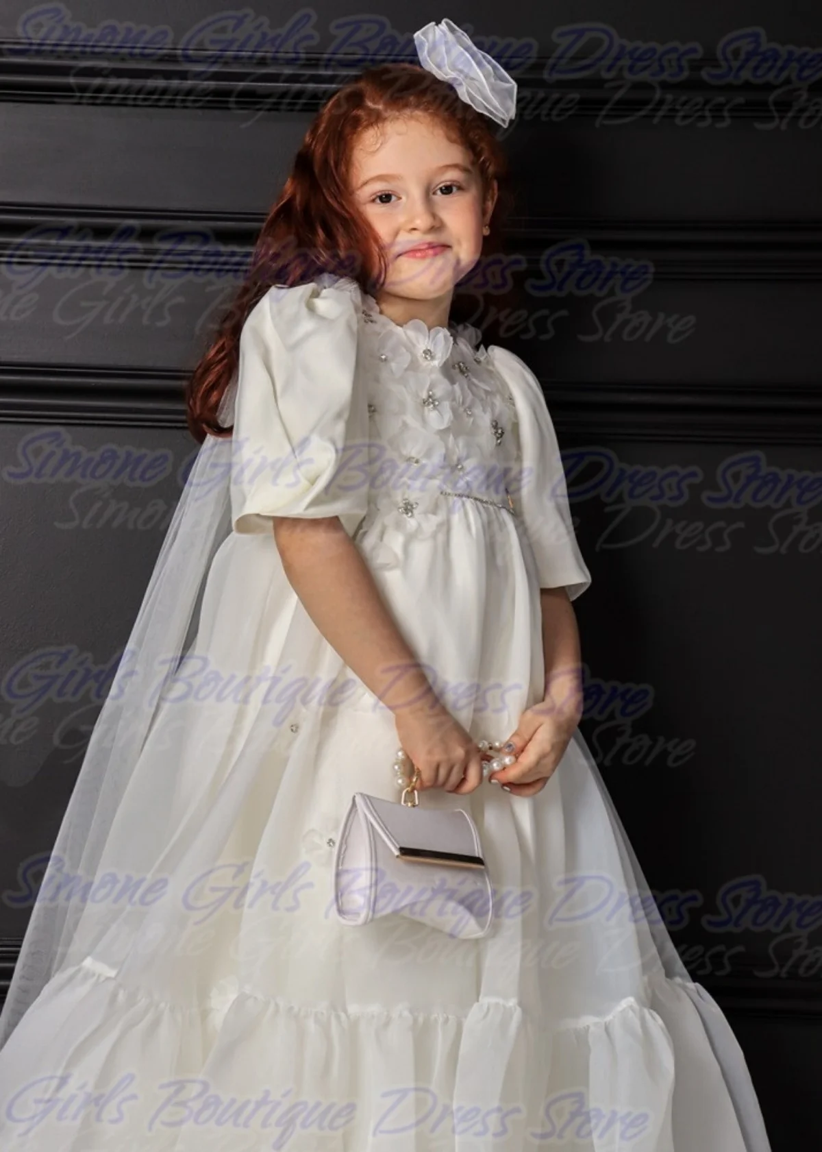 Sequin Cute Medium long sleeves Appliques  Flower Girl Dress for Wedding Ceremonies Formal Receptions birthday party