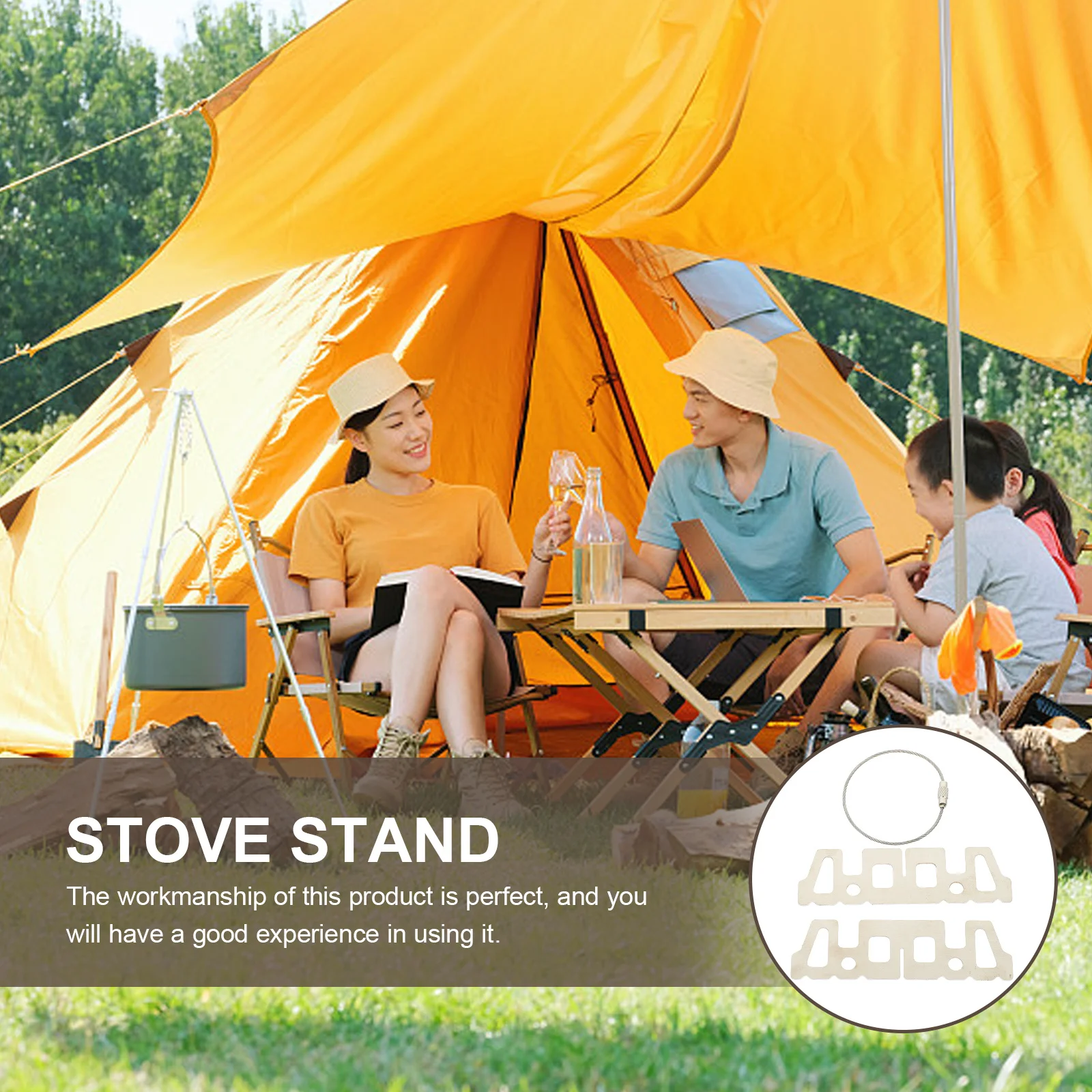 

Portable Stove Stand Silver Lightweight Camping Stove Support High Temperature Resistant Outdoor Cooking Gear For Travel Picnic