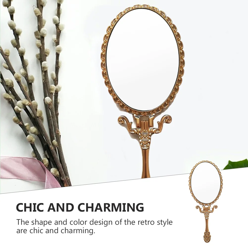 

1Pcs High Definition Vintage Makeup Mirror Portable Handheld Mirror Cinnamon Retro Style Makeup Supply