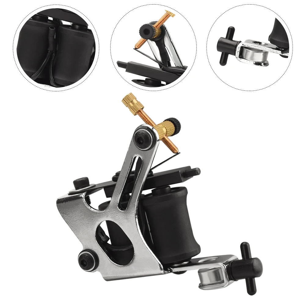 

1pc Electroplated Iron Coil Tattoo Machine, Portable Coil Design For Liner Shader, Tattooing Equipment Tool Supply Device
