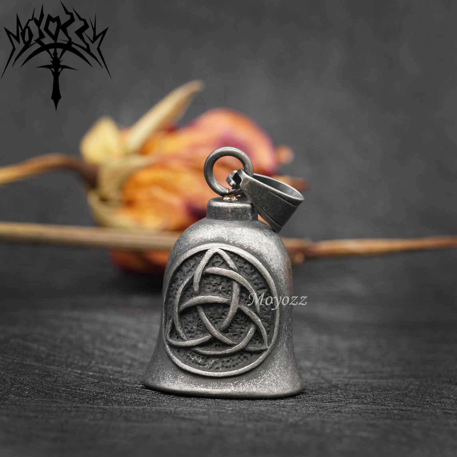 Norse Viking Motorcycle Biker Bell Hanger Irish Celtic Triquet Gremlin Ride Stainless Steel Bell For Mens & FREE Bell Hanger