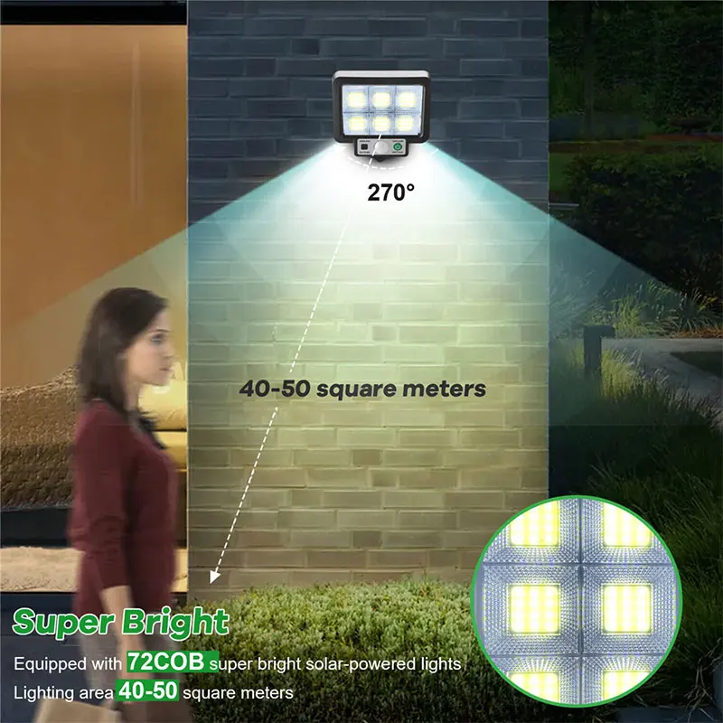 Outdoor Waterproof Emergency Street Garden Security Decor Lamp LED Solar Split Wall Lamp Motion Sensor Sunlight Light 3 Mode