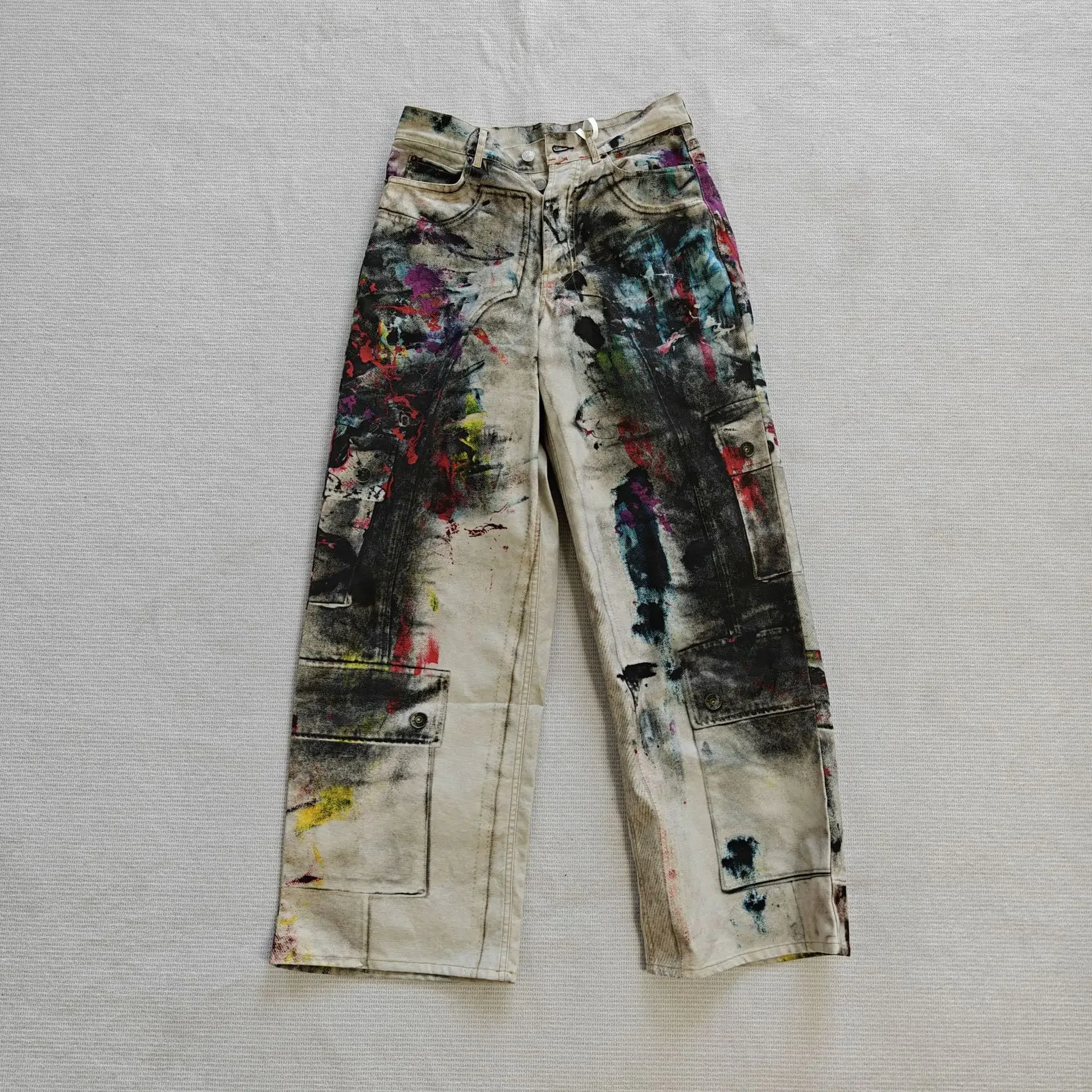 

2026 New Candy Ink Old Washed Denim Zipper Slim Fit Straight PANT Jeans Cotton Denim Pants Casual Jeans